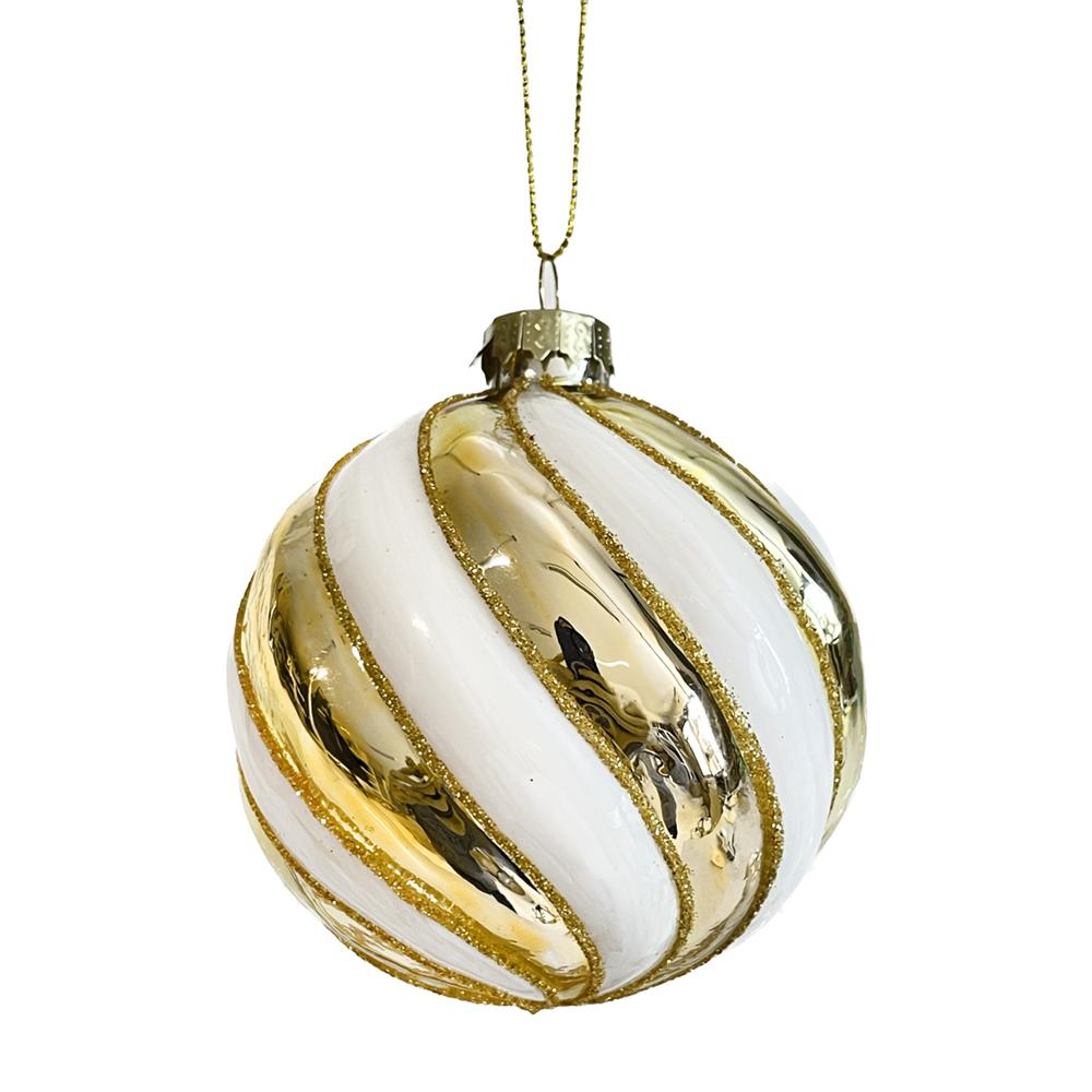 Yuj 59276 Sfera Vetro Vortice Oro-White 10Cm