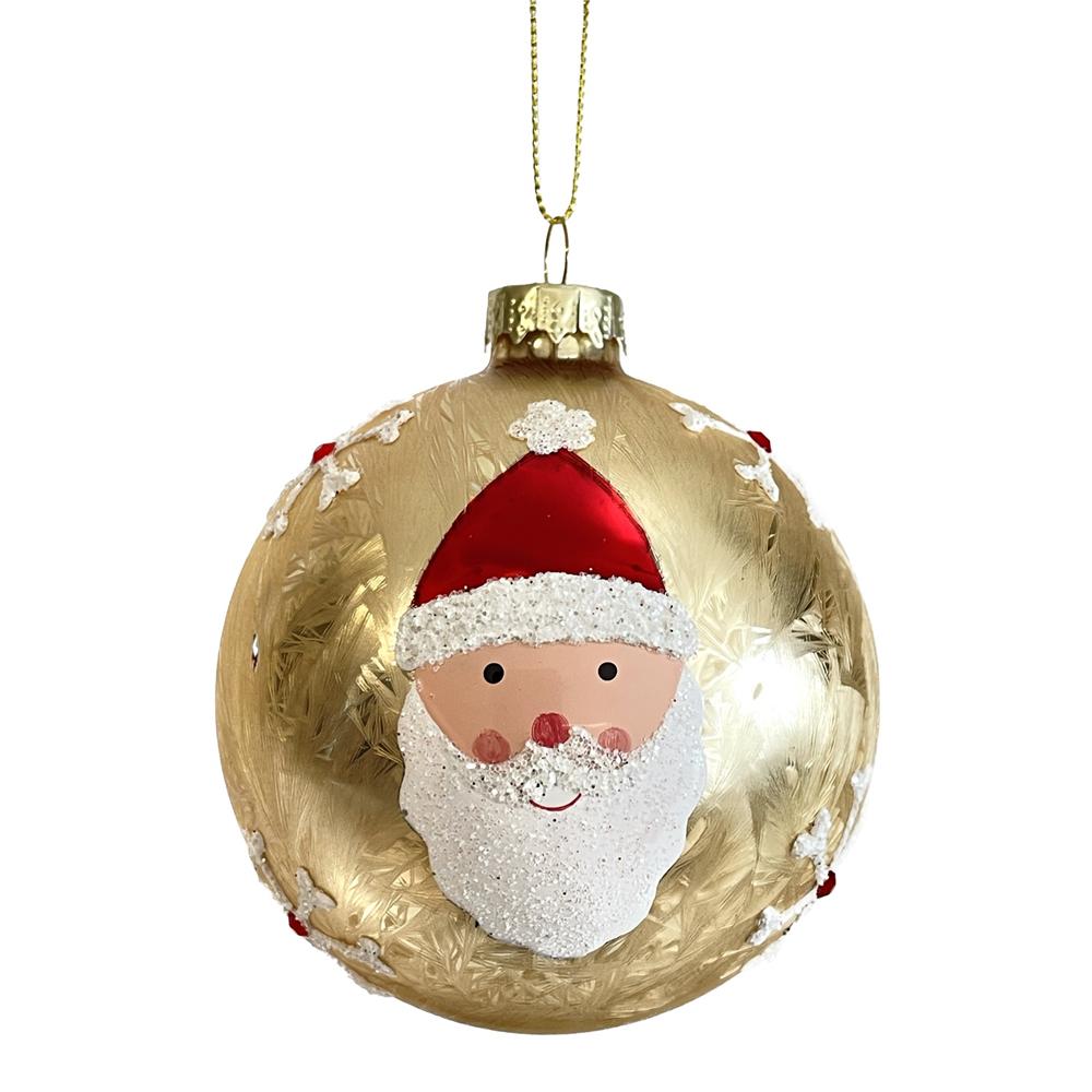 Yuj 59280 Sfera Vetro Gold Babbo Natale 10Cm - Vetro Oro - Addobbi Albero | Mikasa