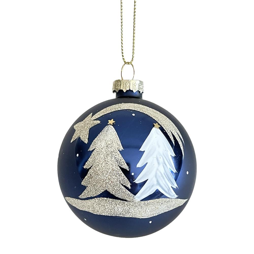 Yuj 59292 Sfera Vetro Blue Christmas Tree 10Cm