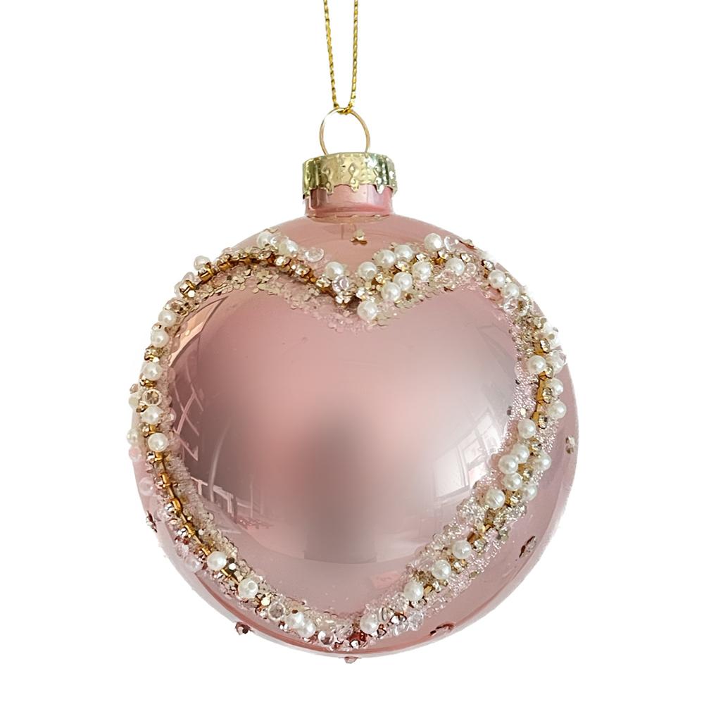 Yuj 59302 Sfera Vetro Pink Cuore 8Cm