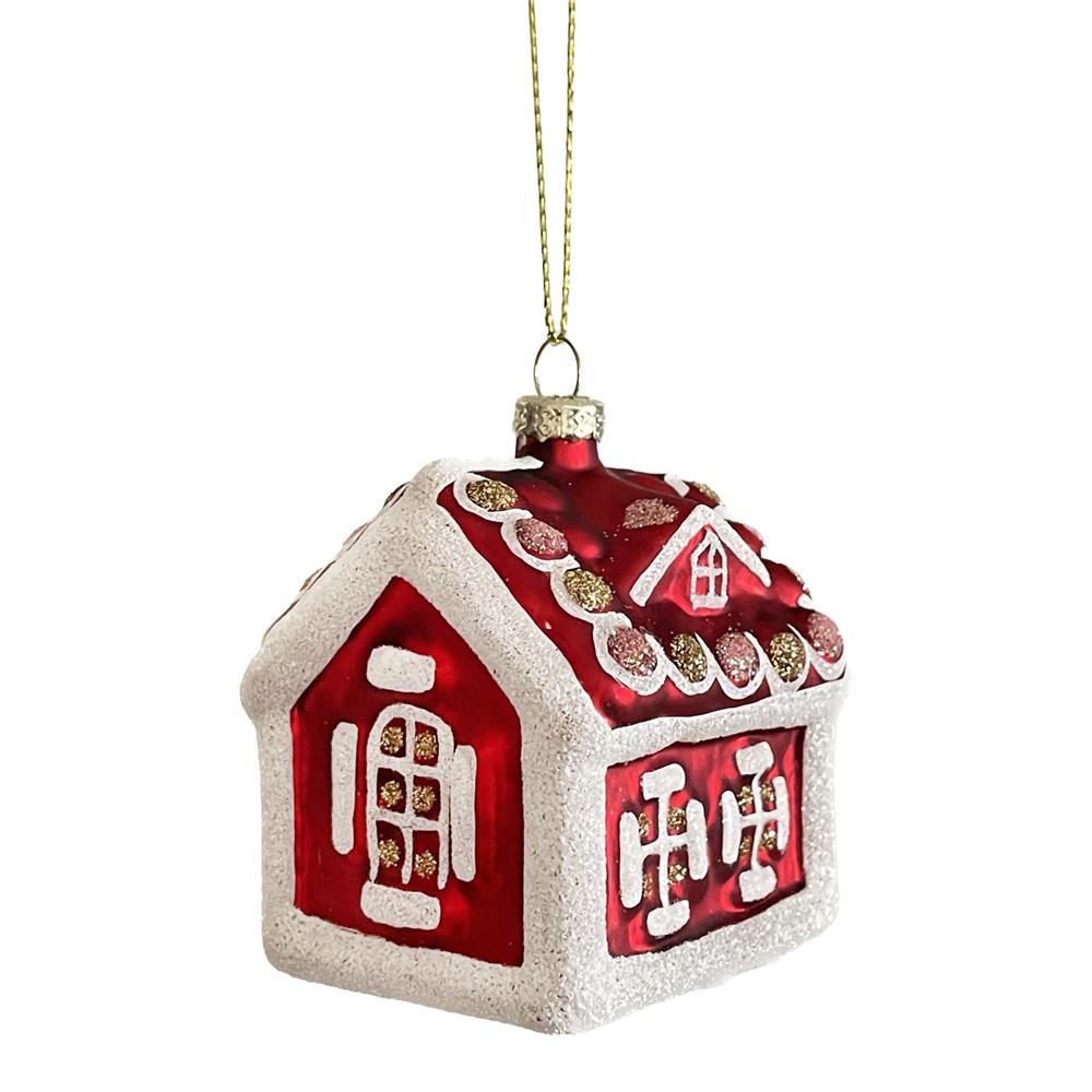 Yuj 59330 Decor. Vetro Casetta Natalizia Red 6,4*5,7*7,4Cm