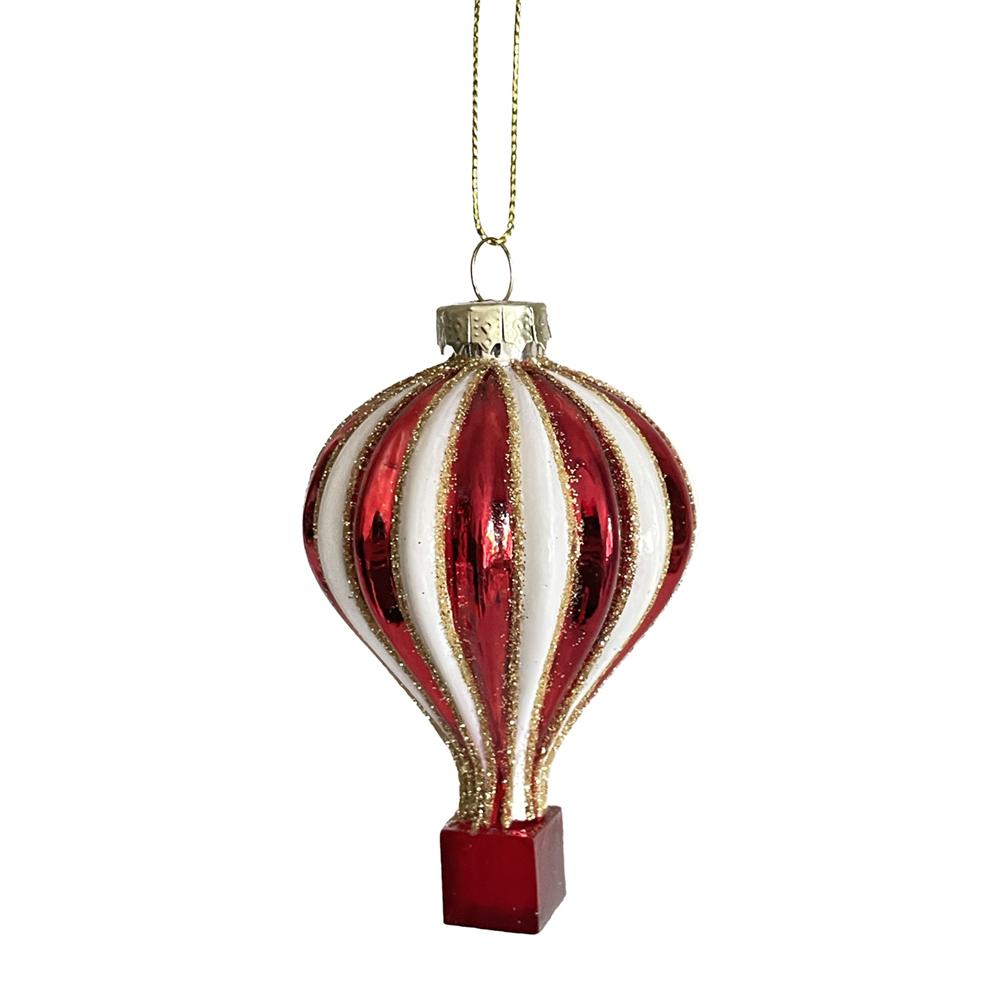 Yuj 59340 Decor. Vetro Mongolfiera Red And White 6*9,5Cm