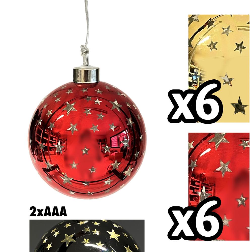 Yuj 59348 Sfera Vetro Stars Led 10Cm 2 Ass. - Vetro Assortito - Addobbi Albero | Mikasa