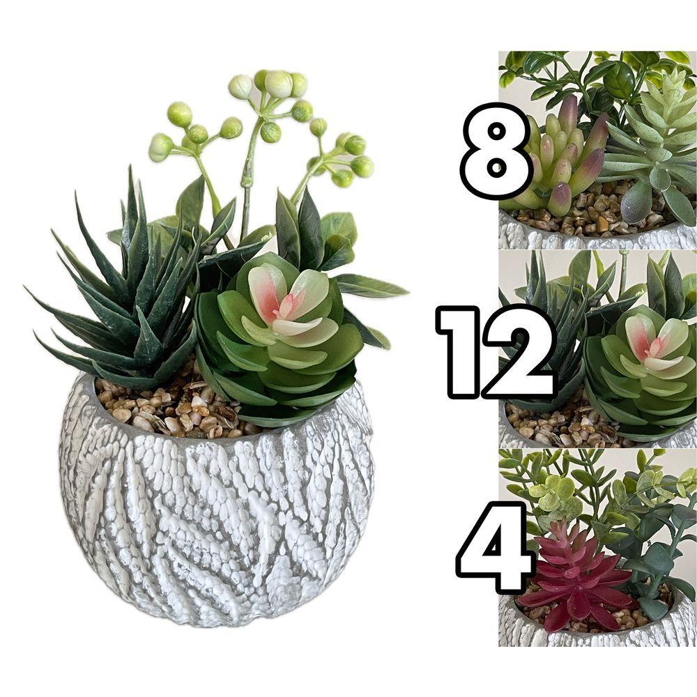 ZEF 62141 Vaso Leafy Cement 11*11*16Cm 3 Ass.